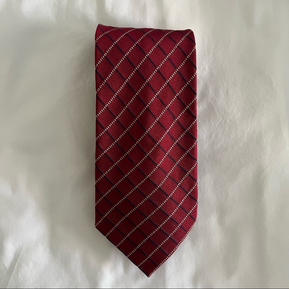 Red and Navy Check Tie by Nautica